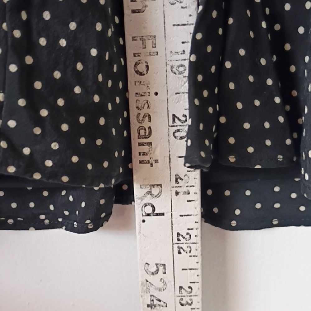 Ann Taylor LOFT Black White Polka Dot Silk Midi Skirt Size 12 Ruffled Hem 100% - Picture 6 of 8